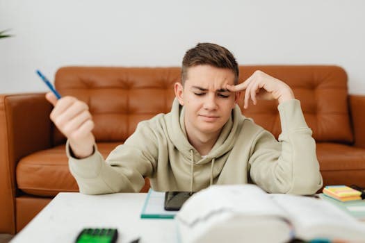 Élève stressé devant ses cahiers